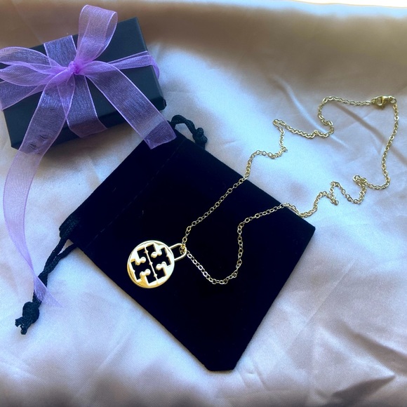 Tory Burch Jewelry - Authentic Tory Burch Logo Charm 18” Gold Plated Necklace